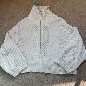 Cable knit cardigan sweater